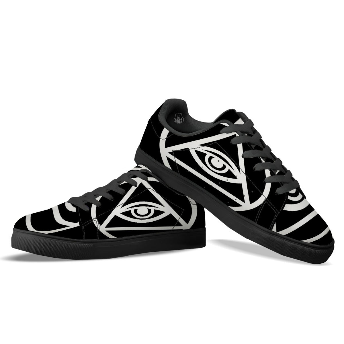 Eye Illuminati Print Black Low Top Sneakers-grizzshop