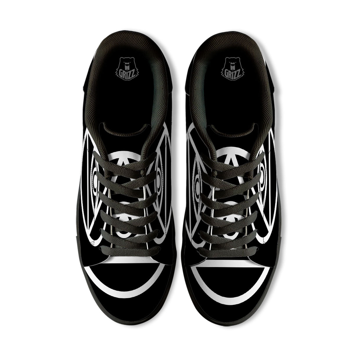 Eye Illuminati Print Black Low Top Sneakers-grizzshop