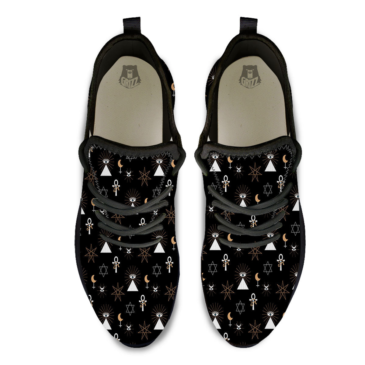 Eye Of Horus Egypt Print Pattern Black Athletic Shoes-grizzshop