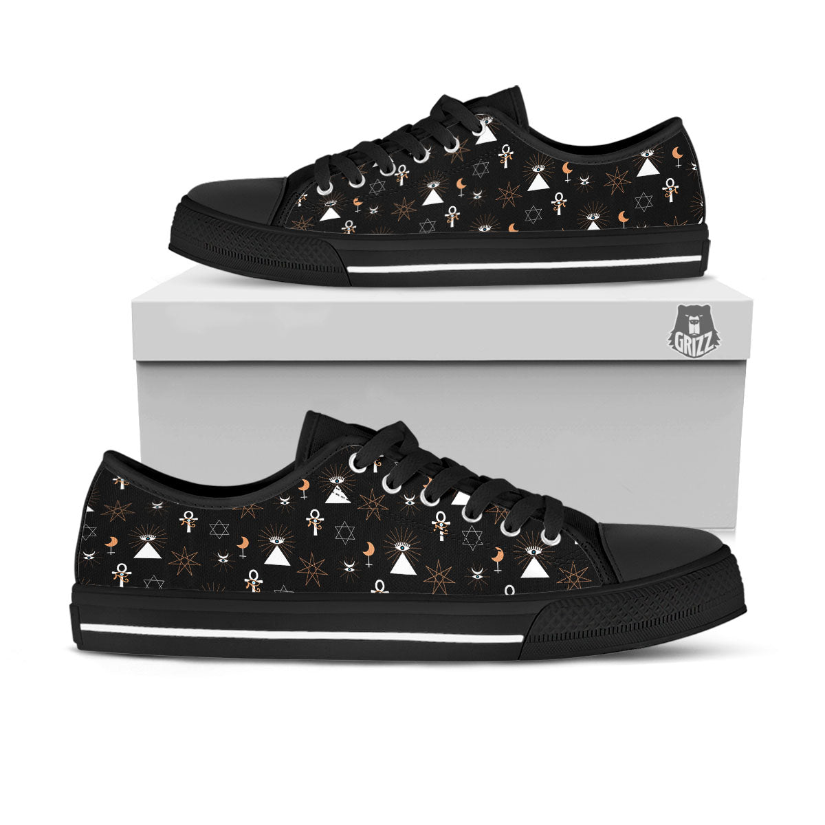 Eye Of Horus Egypt Print Pattern Black Low Top Shoes-grizzshop