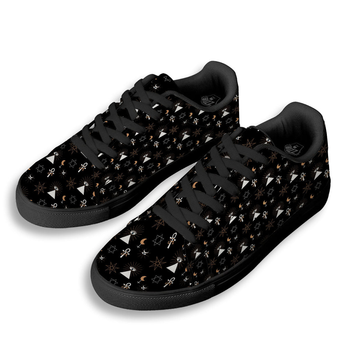 Eye Of Horus Egypt Print Pattern Black Low Top Sneakers-grizzshop