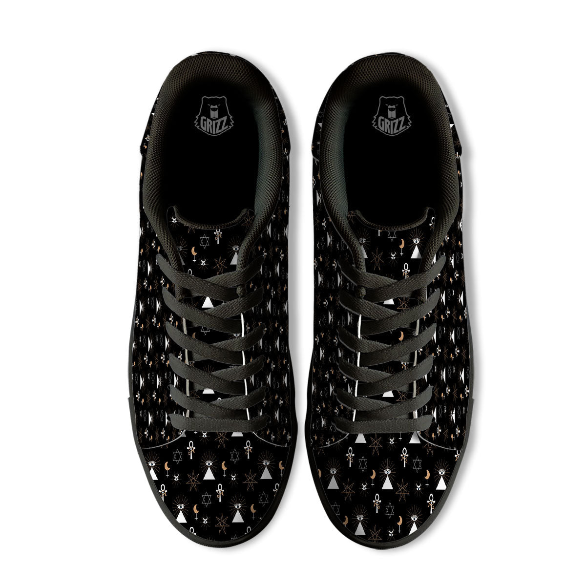 Eye Of Horus Egypt Print Pattern Black Low Top Sneakers-grizzshop