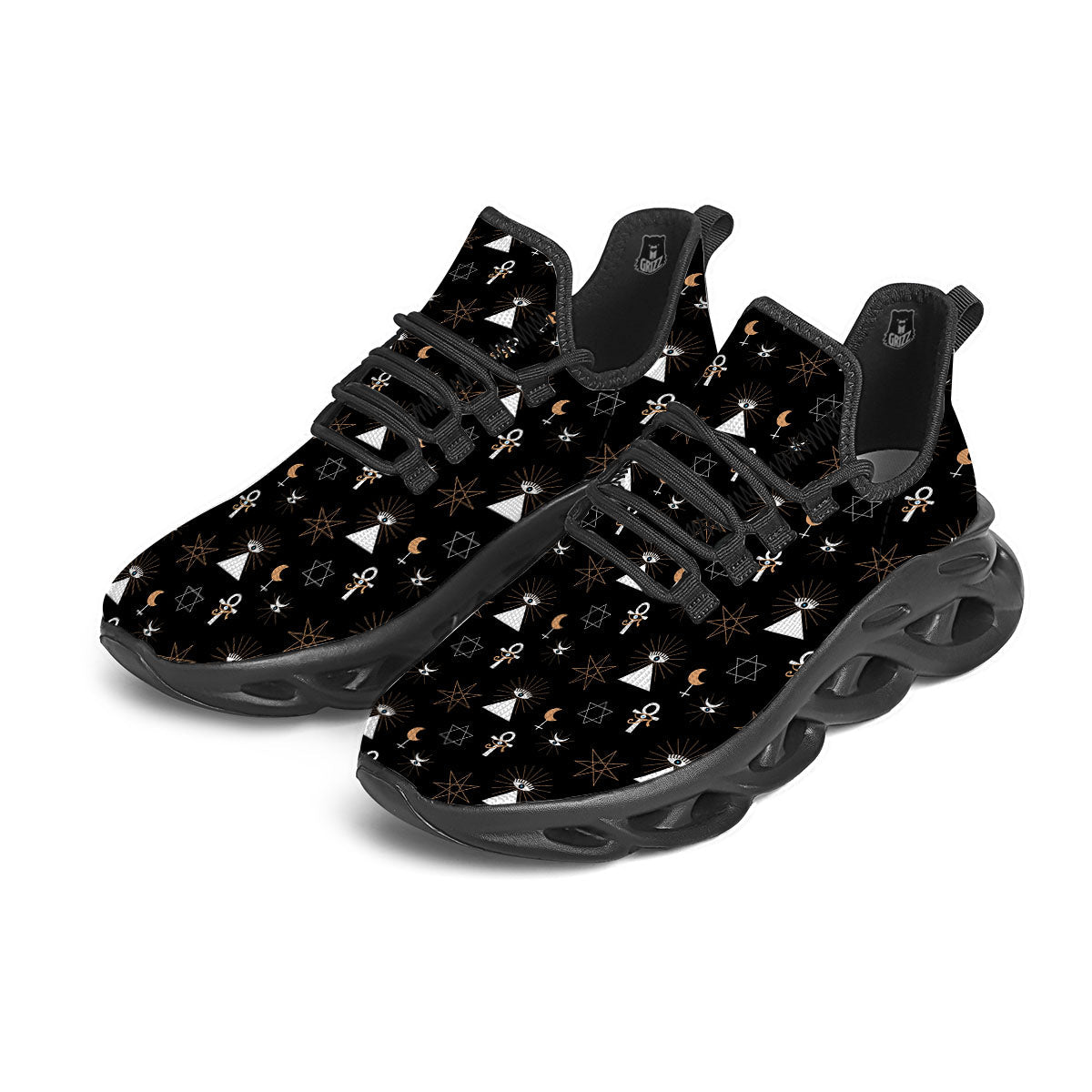 Eye Of Horus Egypt Print Pattern Black Running Shoes-grizzshop