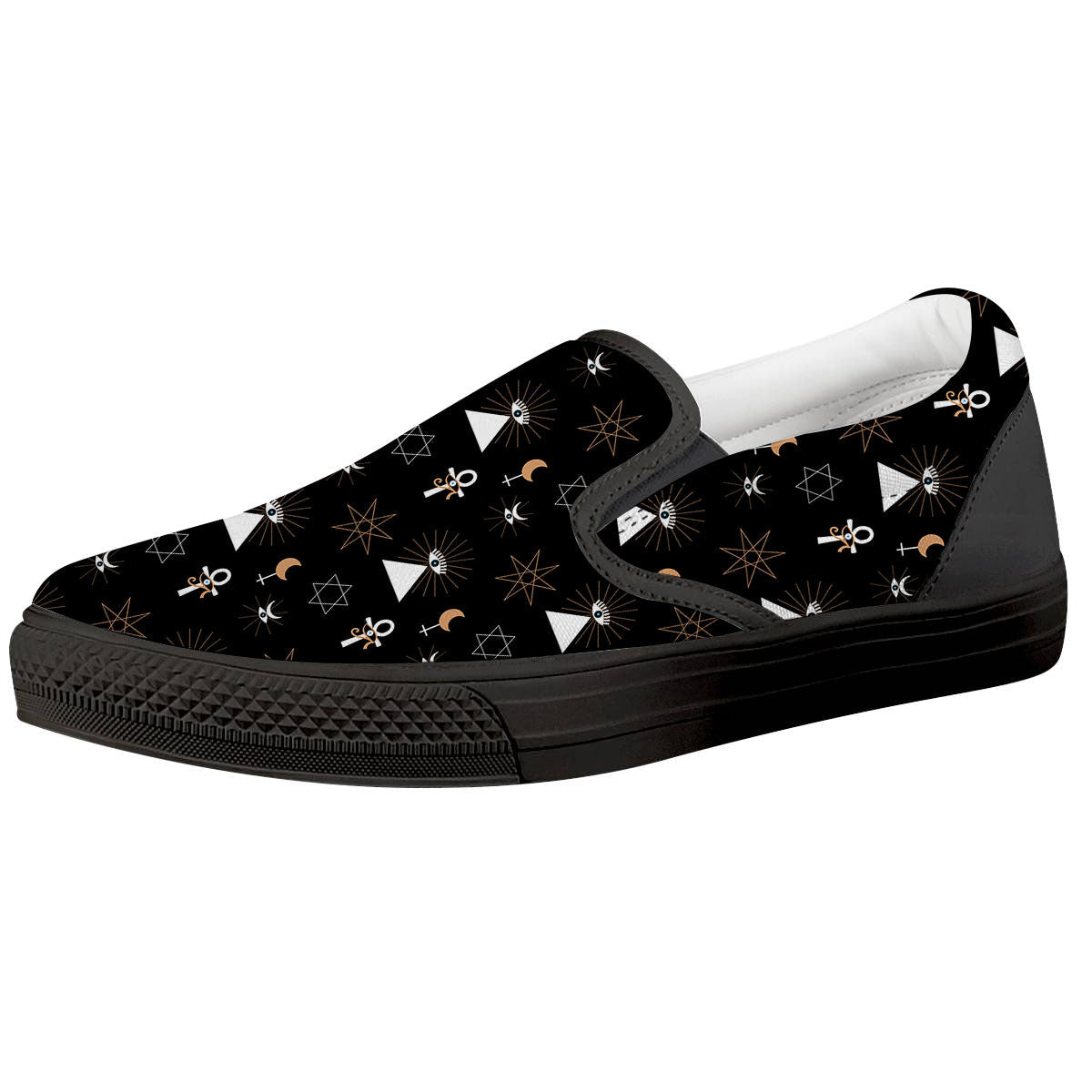 Eye Of Horus Egypt Print Pattern Black Slip On Shoes-grizzshop