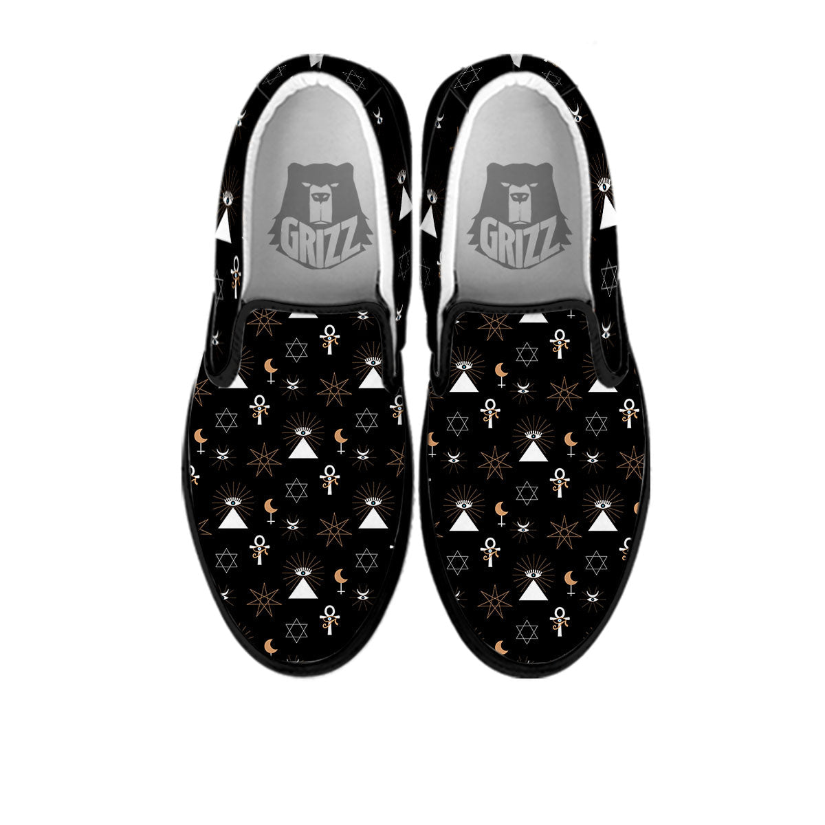 Eye Of Horus Egypt Print Pattern Black Slip On Shoes-grizzshop