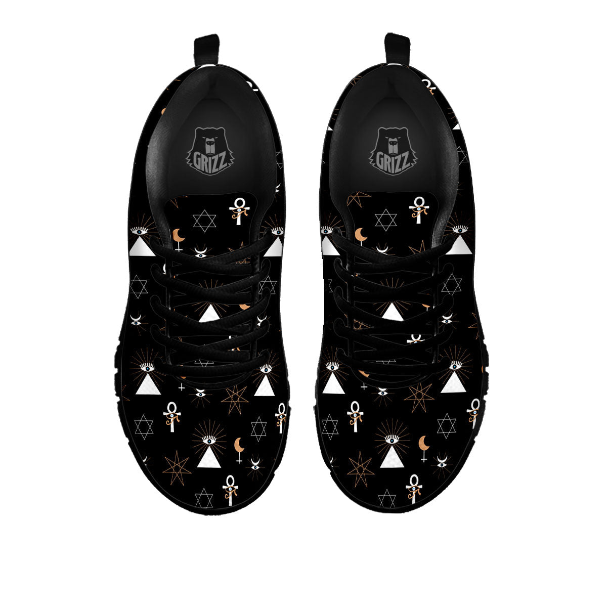 Eye Of Horus Egypt Print Pattern Black Sneaker-grizzshop