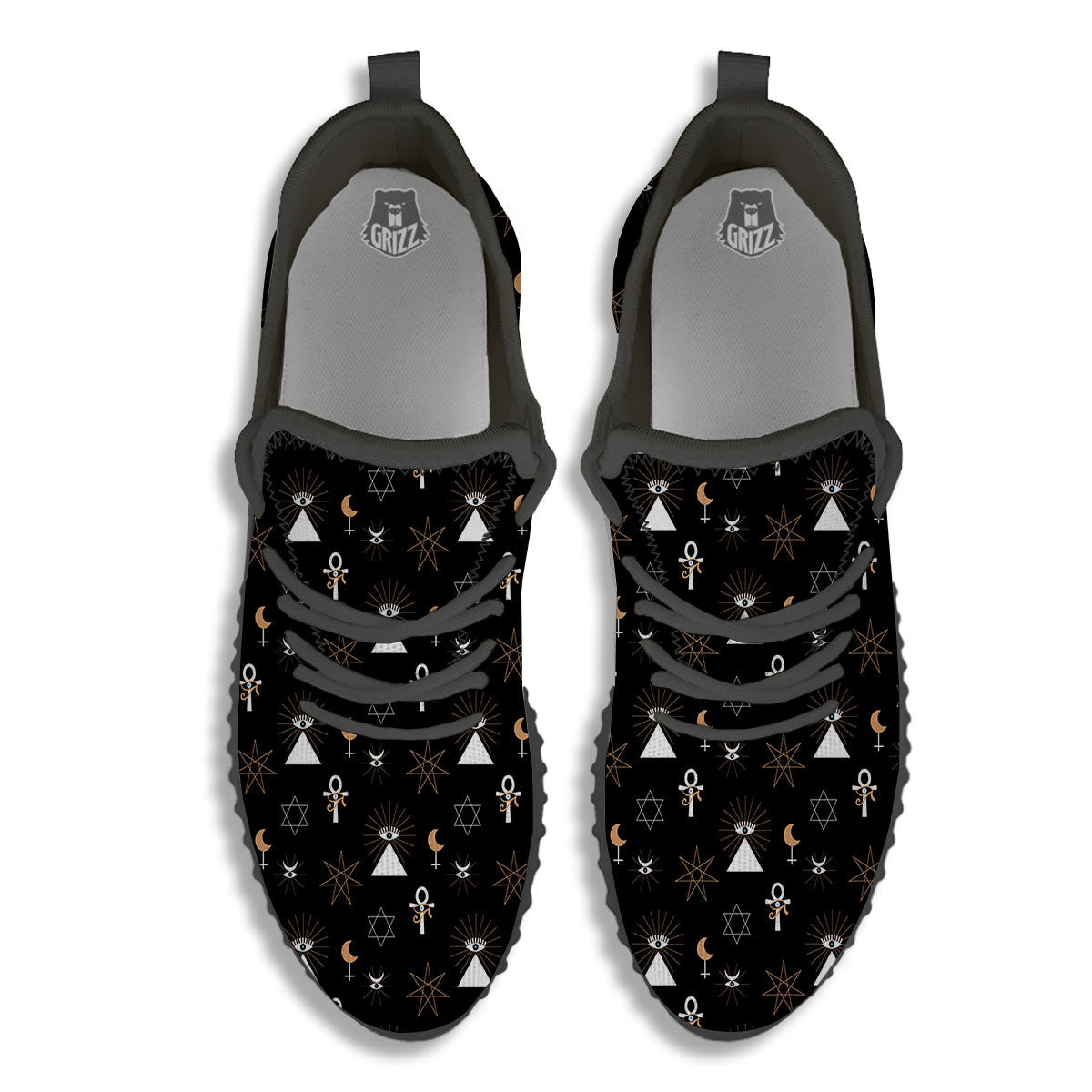 Eye Of Horus Egypt Print Pattern Black Walking Shoes-grizzshop