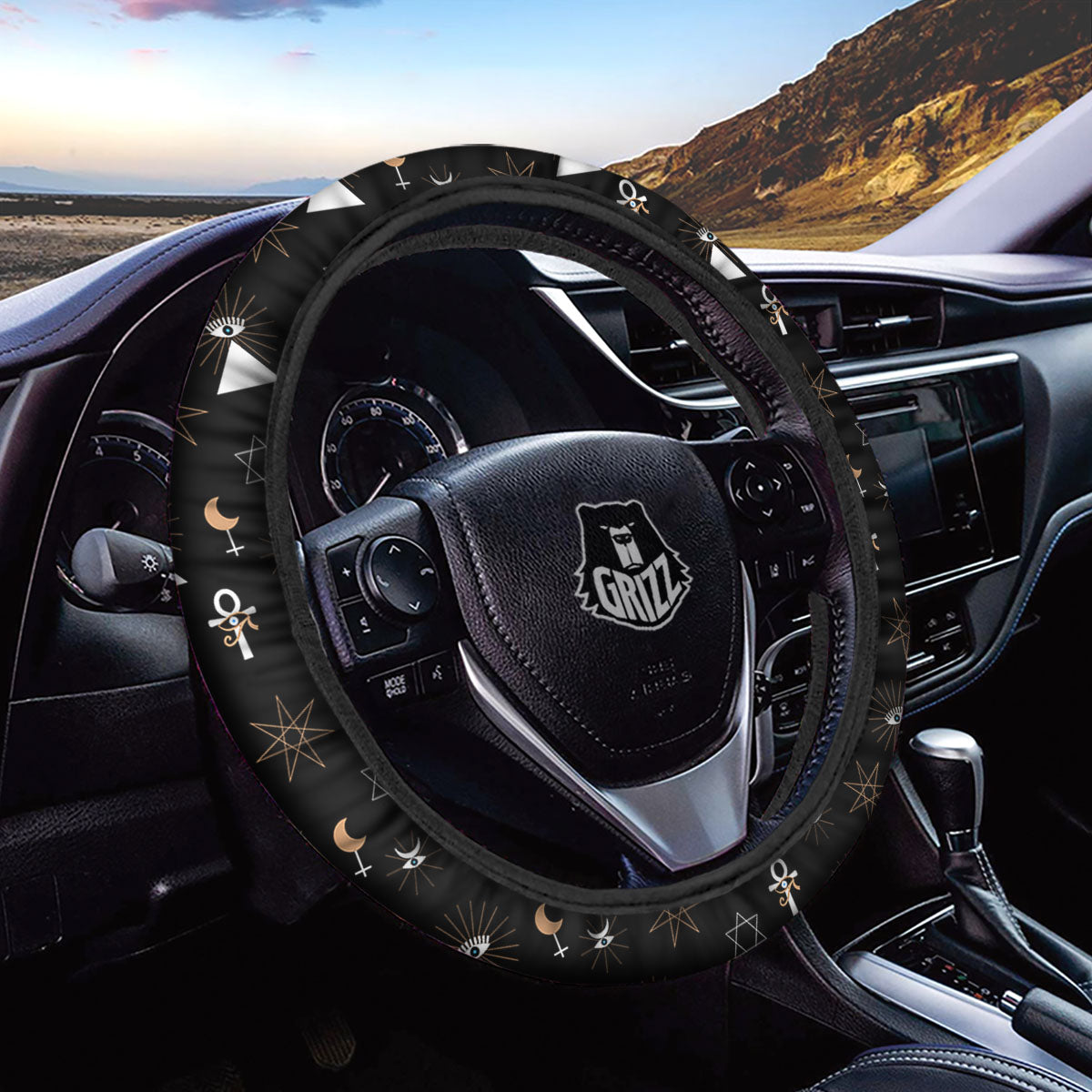 Eye Of Horus Egypt Print Pattern Car Steering Wheel Cover-grizzshop