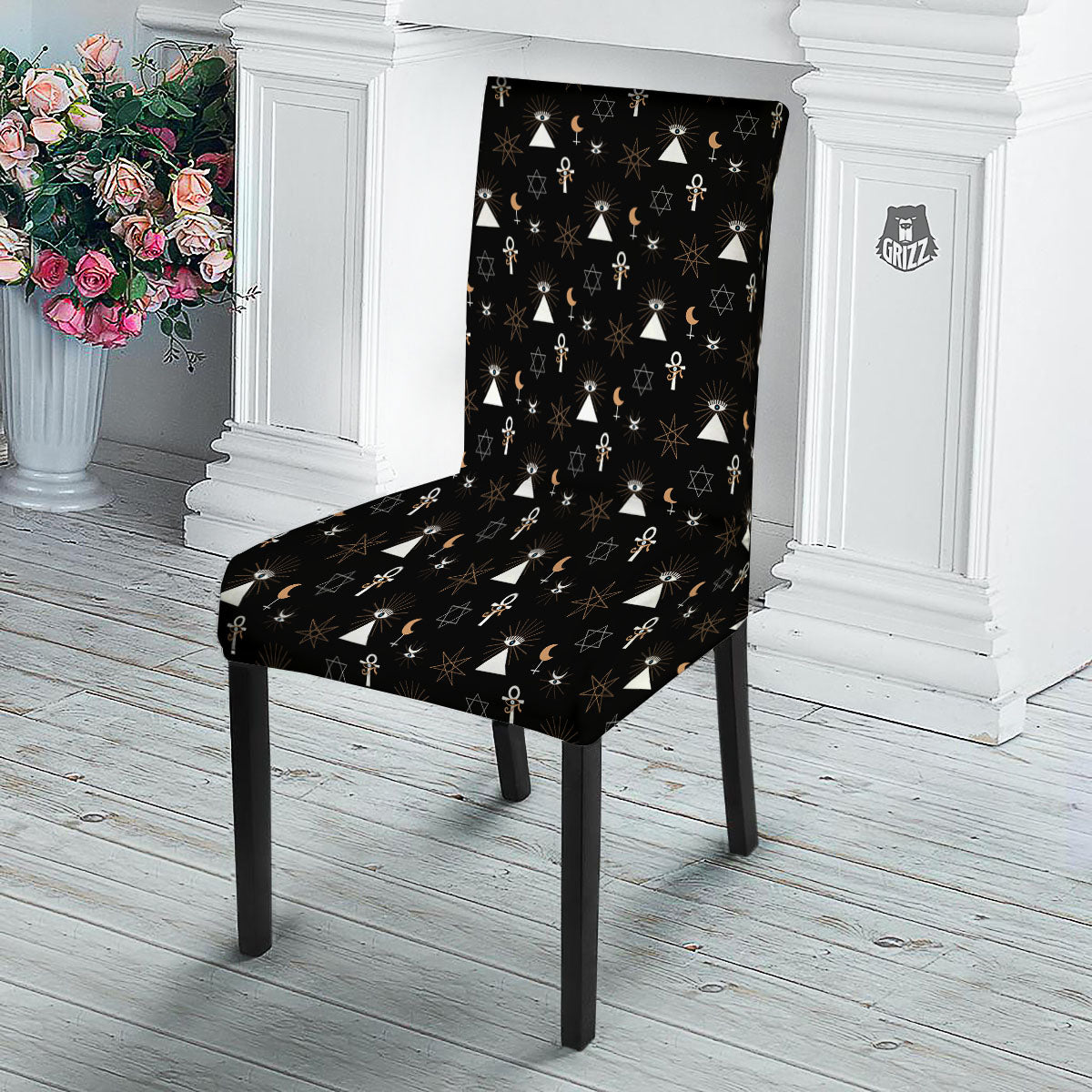 Eye Of Horus Egypt Print Pattern Dining Chair Slipcover-grizzshop