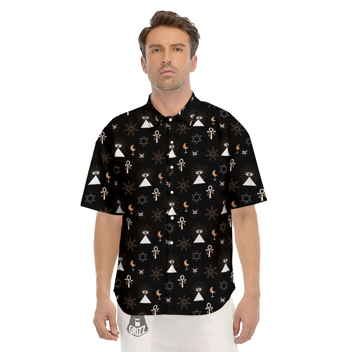 Eye Of Horus Egypt Print Pattern Men's Short Sleeve Shirts-grizzshop
