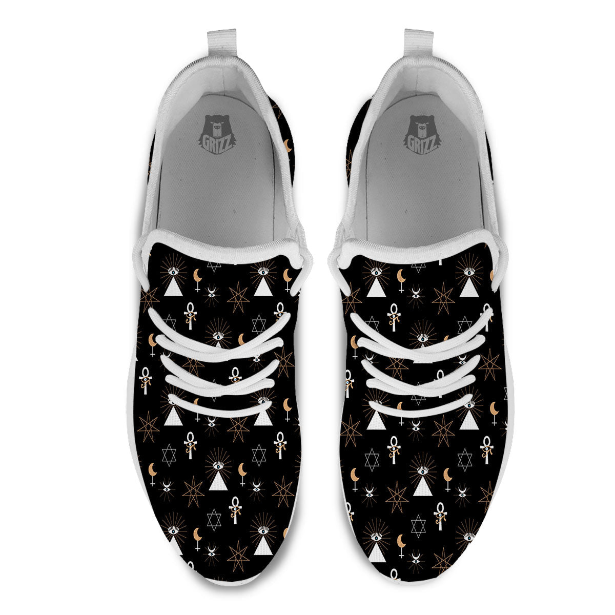 Eye Of Horus Egypt Print Pattern White Athletic Shoes-grizzshop