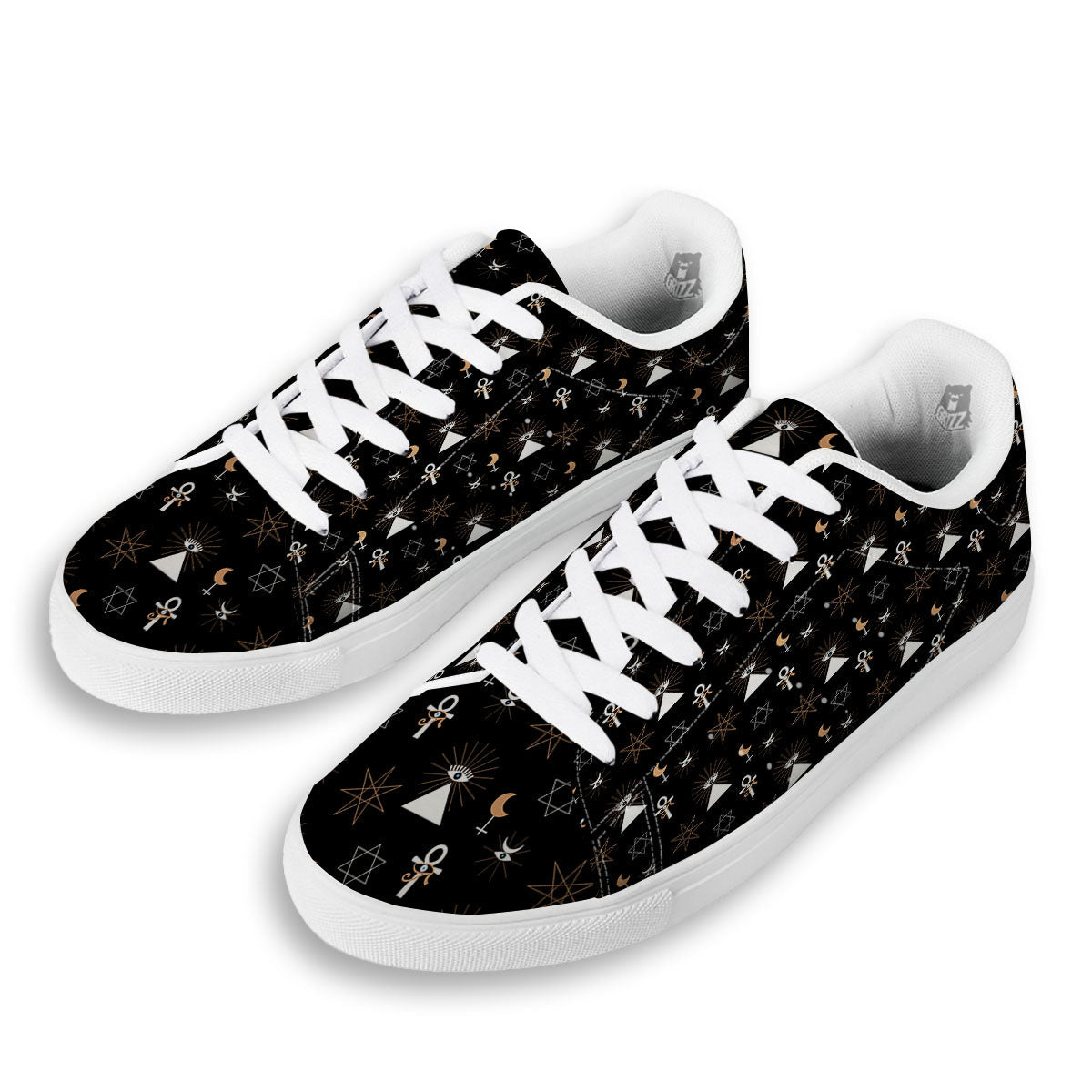 Eye Of Horus Egypt Print Pattern White Low Top Sneakers-grizzshop
