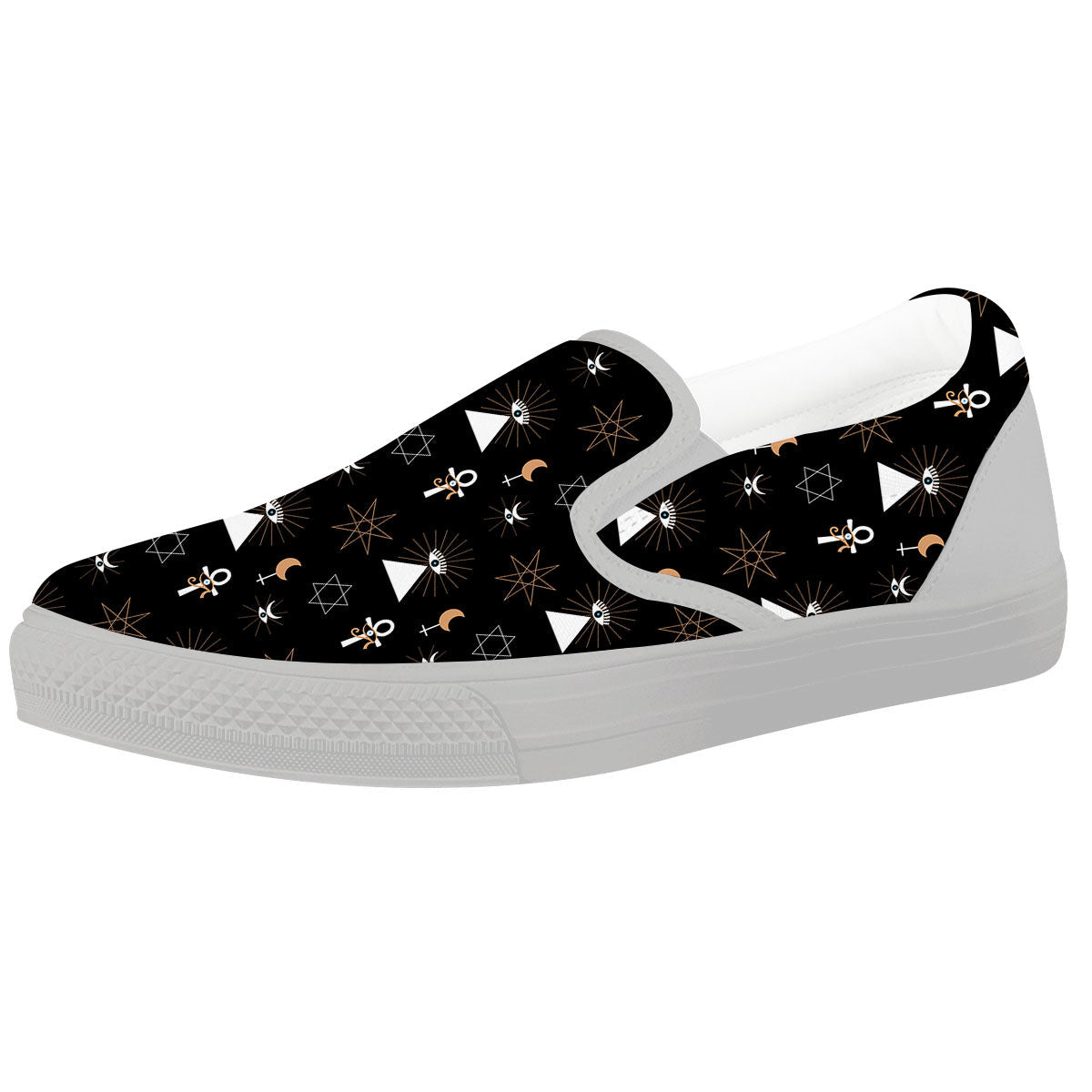 Eye Of Horus Egypt Print Pattern White Slip On Shoes-grizzshop
