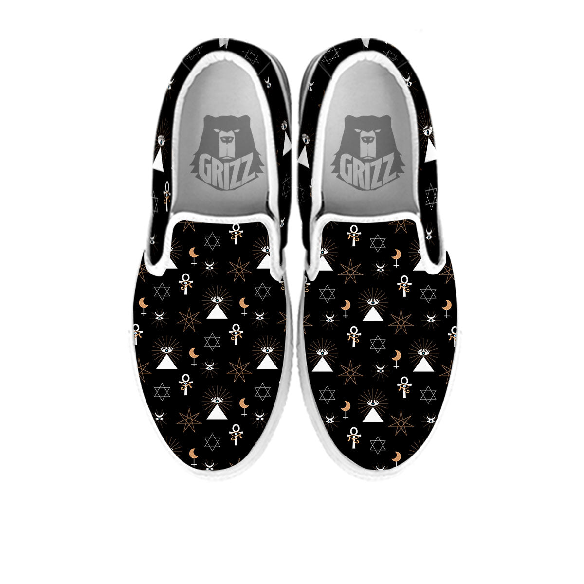 Eye Of Horus Egypt Print Pattern White Slip On Shoes-grizzshop