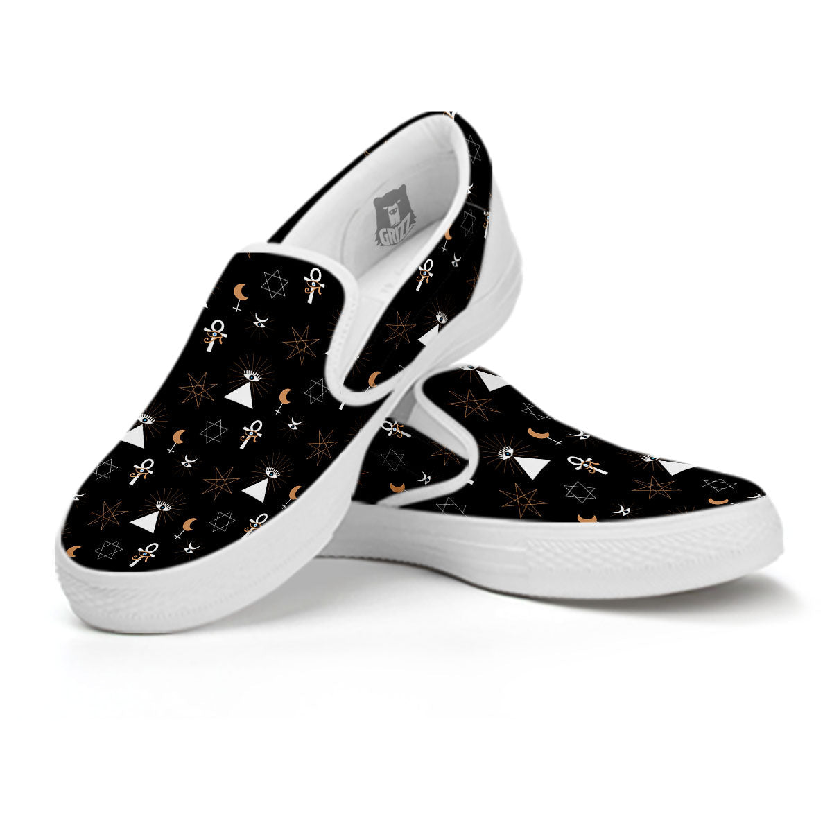 Eye Of Horus Egypt Print Pattern White Slip On Shoes-grizzshop