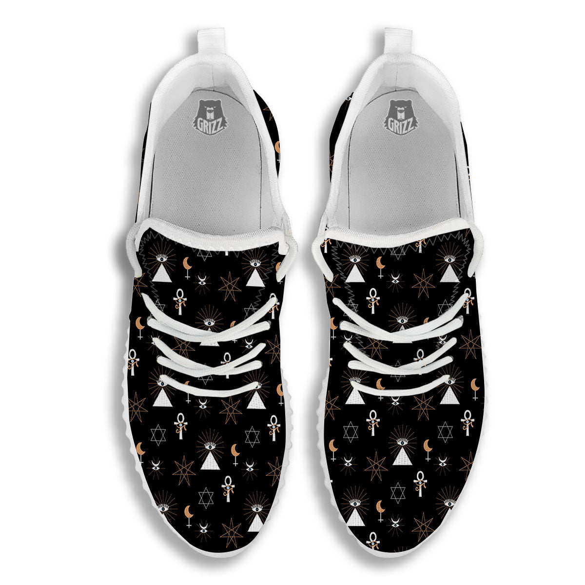 Eye Of Horus Egypt Print Pattern White Walking Shoes-grizzshop