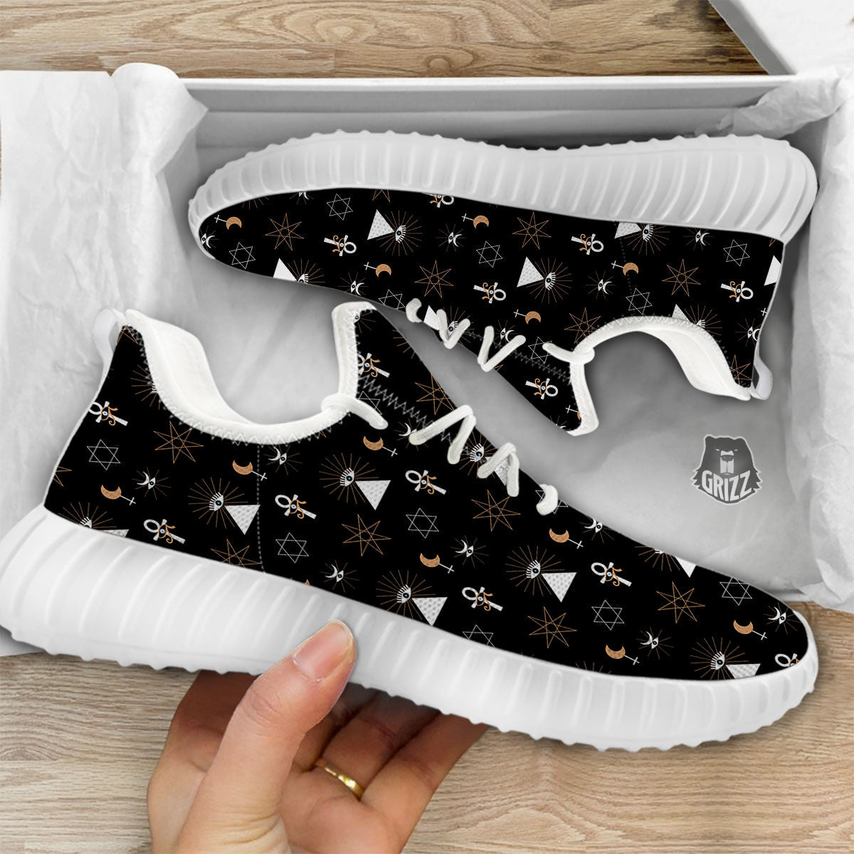 Eye Of Horus Egypt Print Pattern White Walking Shoes-grizzshop