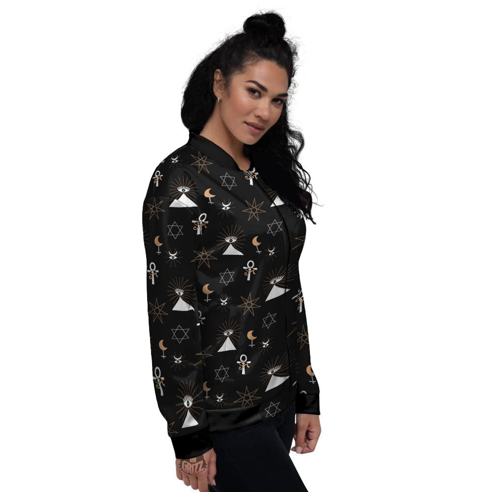 Eye Of Horus Egypt Print Pattern Women's Bomber Jacket-grizzshop