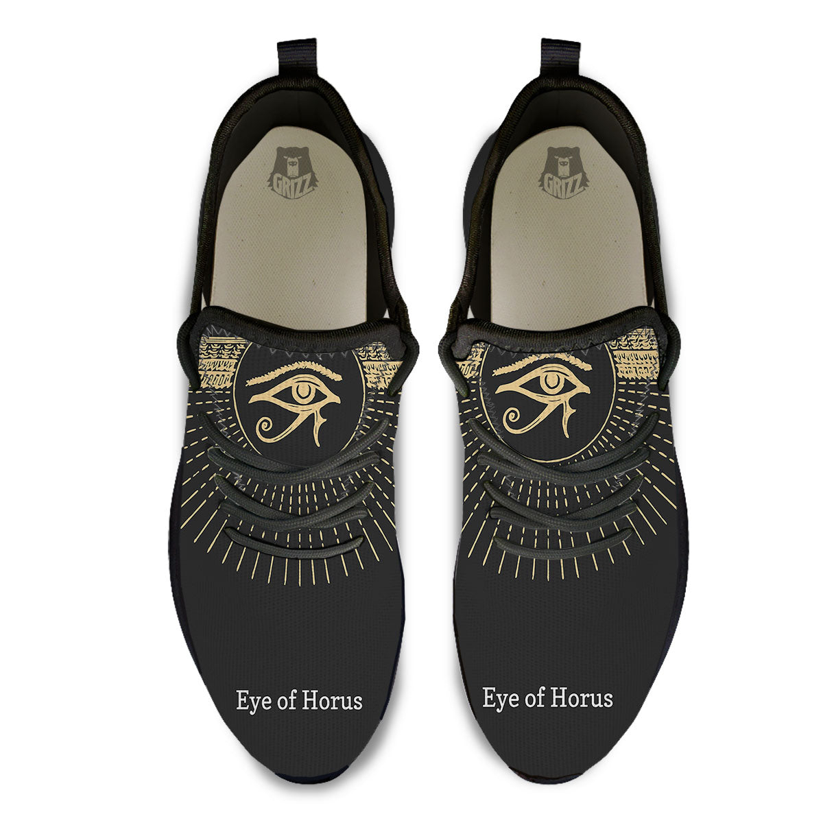 Eye Of Horus Egyptian Print Black Athletic Shoes-grizzshop