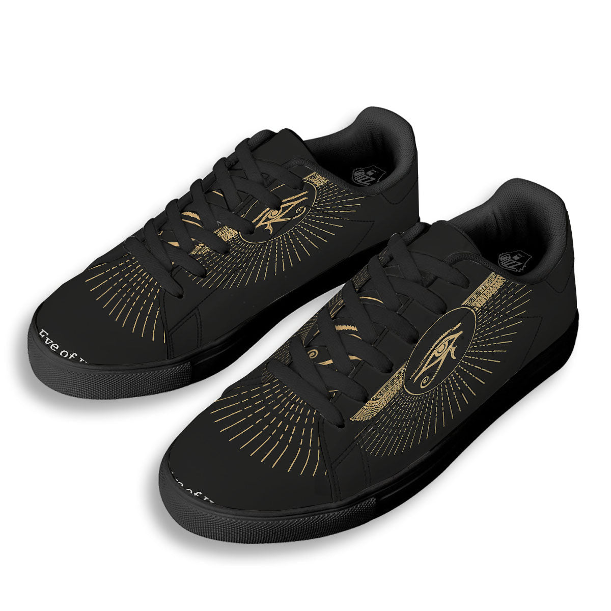 Eye Of Horus Egyptian Print Black Low Top Sneakers-grizzshop