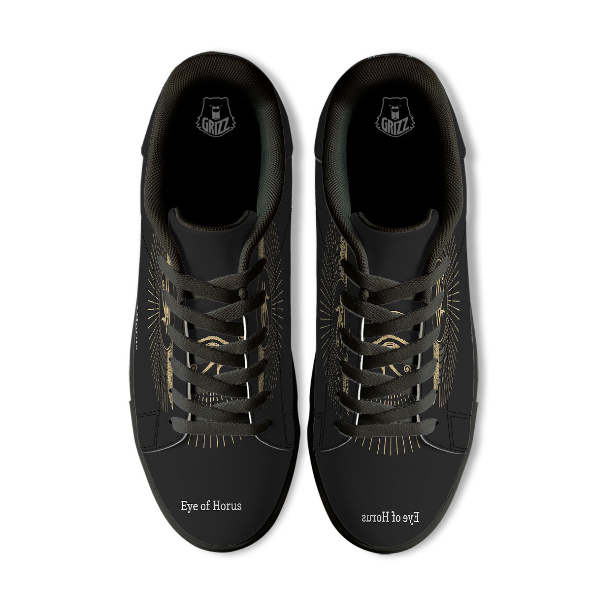 Eye Of Horus Egyptian Print Black Low Top Sneakers-grizzshop