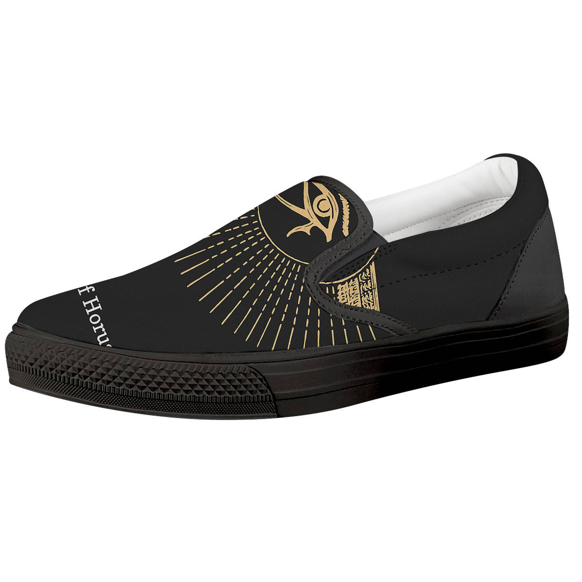 Eye Of Horus Egyptian Print Black Slip On Shoes-grizzshop