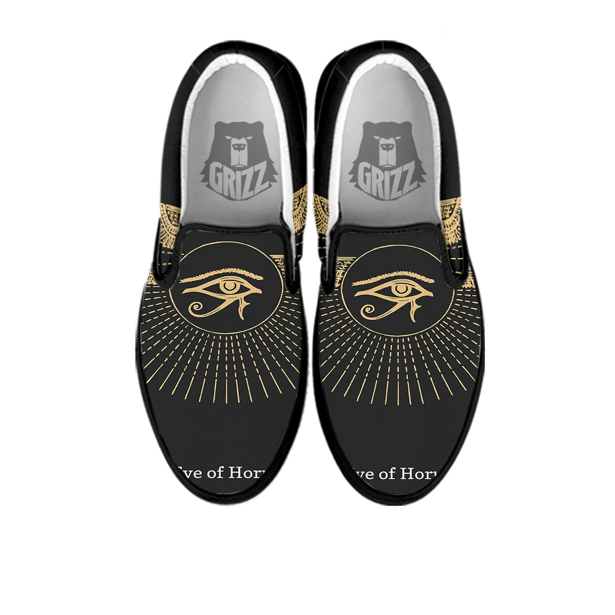 Eye Of Horus Egyptian Print Black Slip On Shoes-grizzshop