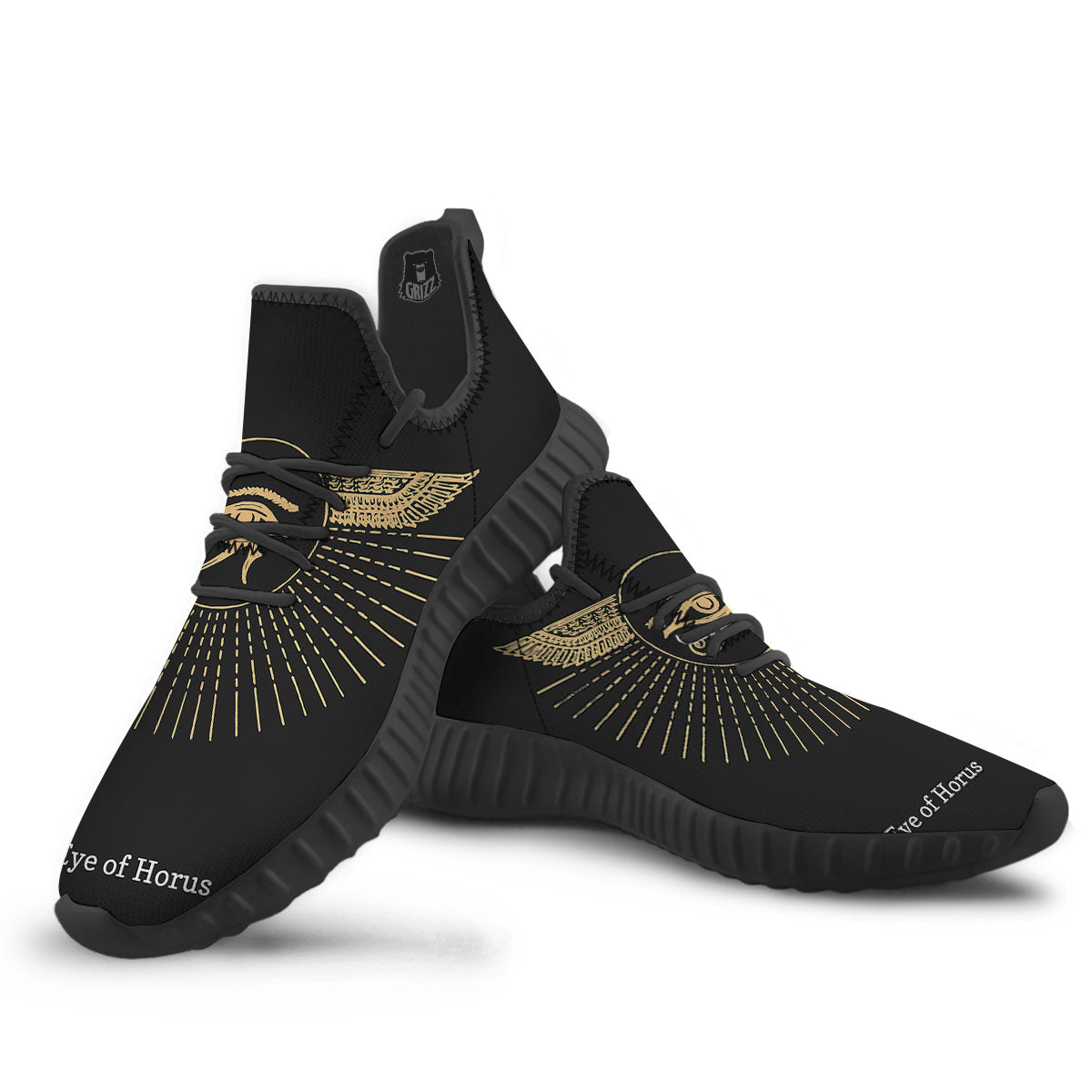 Eye Of Horus Egyptian Print Black Walking Shoes-grizzshop