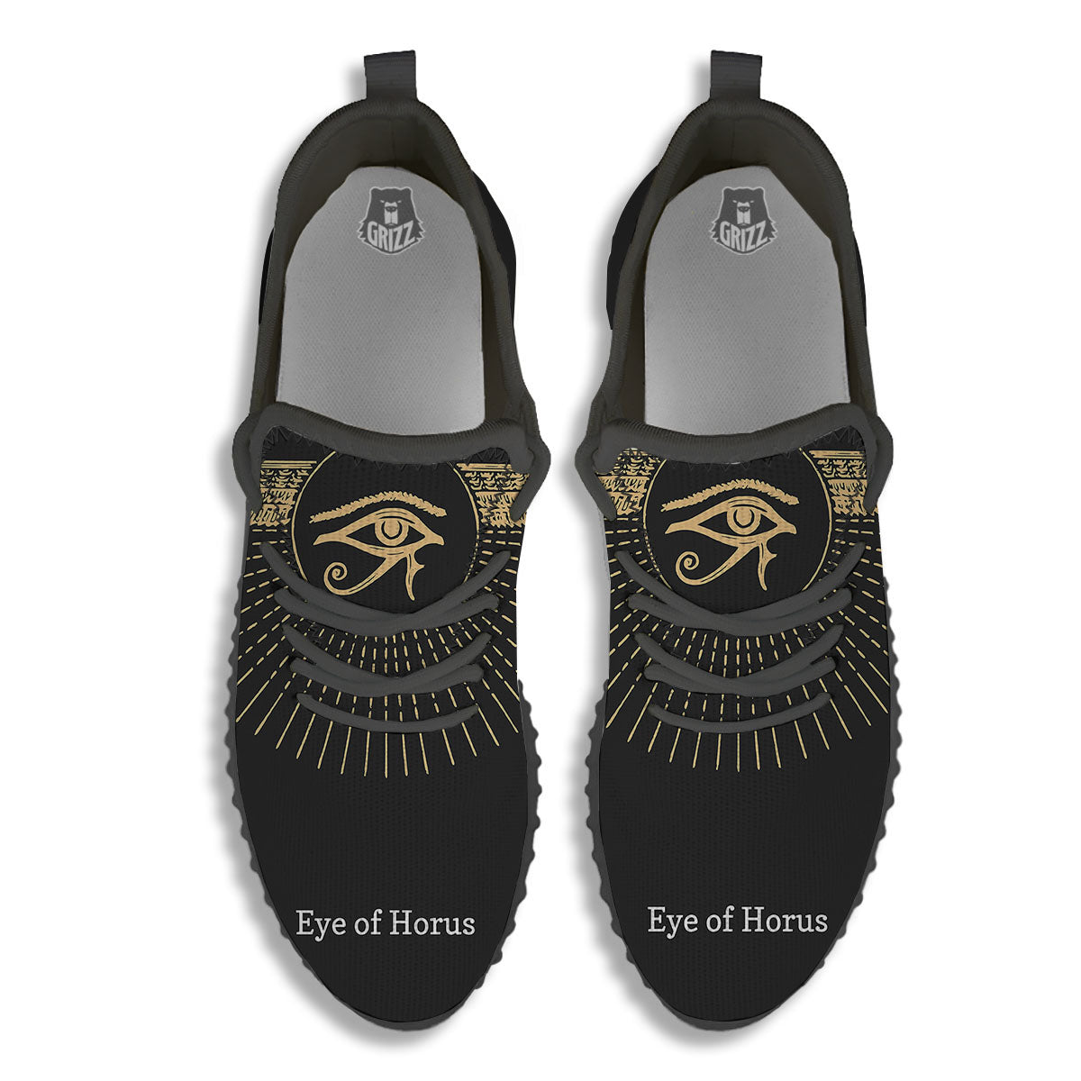 Eye Of Horus Egyptian Print Black Walking Shoes-grizzshop