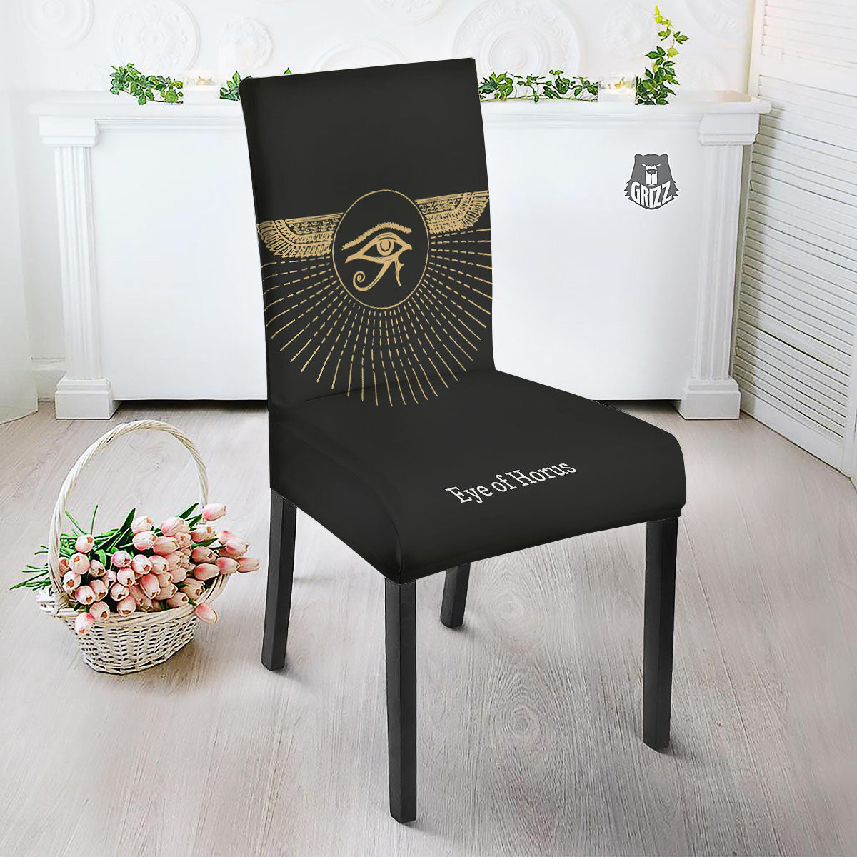 Eye Of Horus Egyptian Print Dining Chair Slipcover-grizzshop