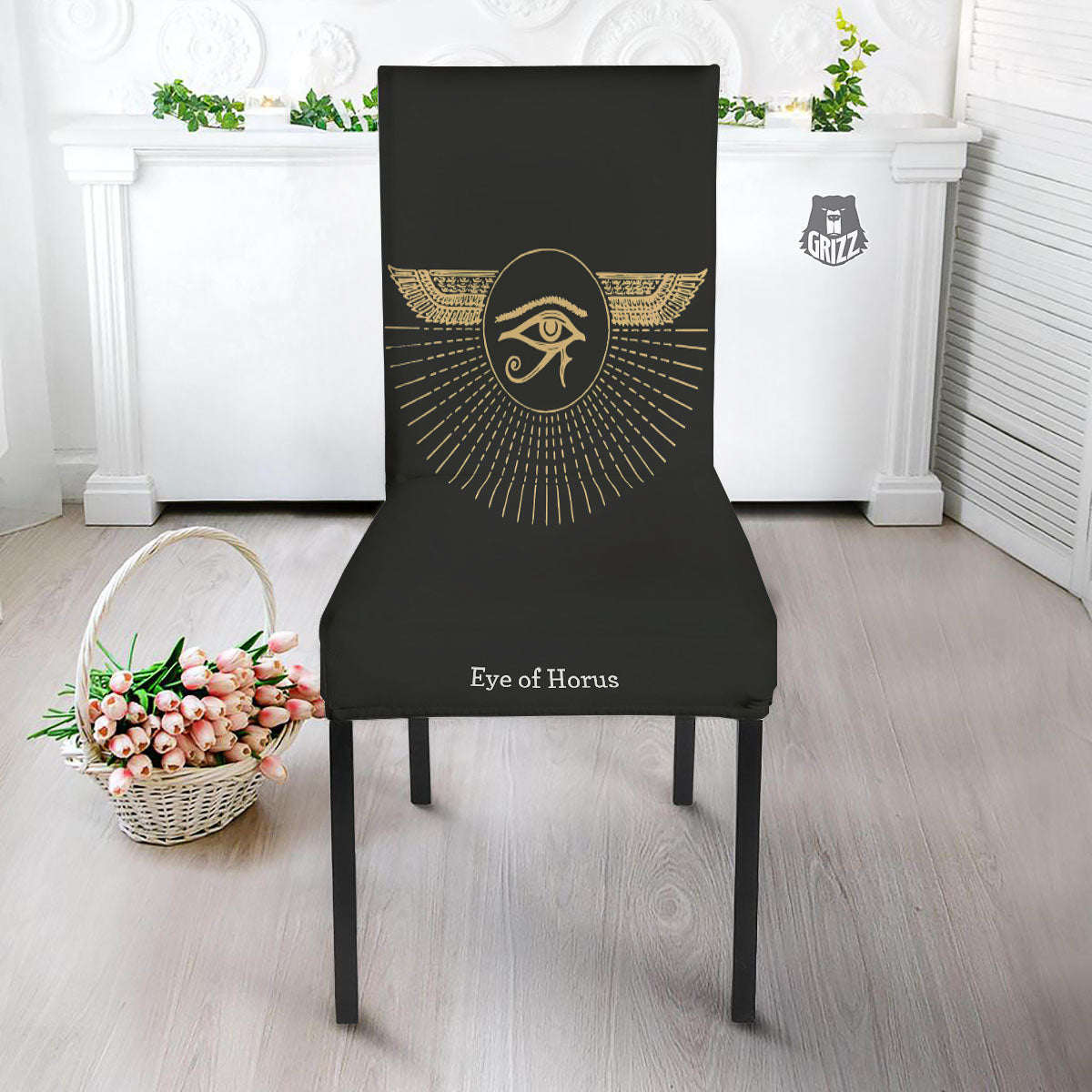 Eye Of Horus Egyptian Print Dining Chair Slipcover-grizzshop