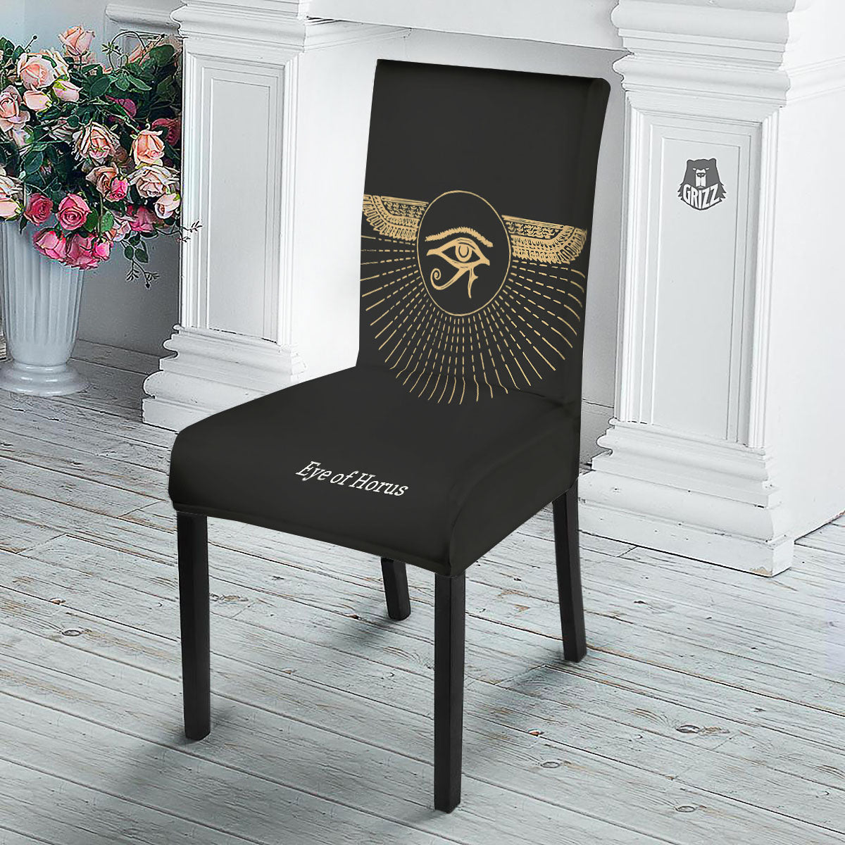 Eye Of Horus Egyptian Print Dining Chair Slipcover-grizzshop