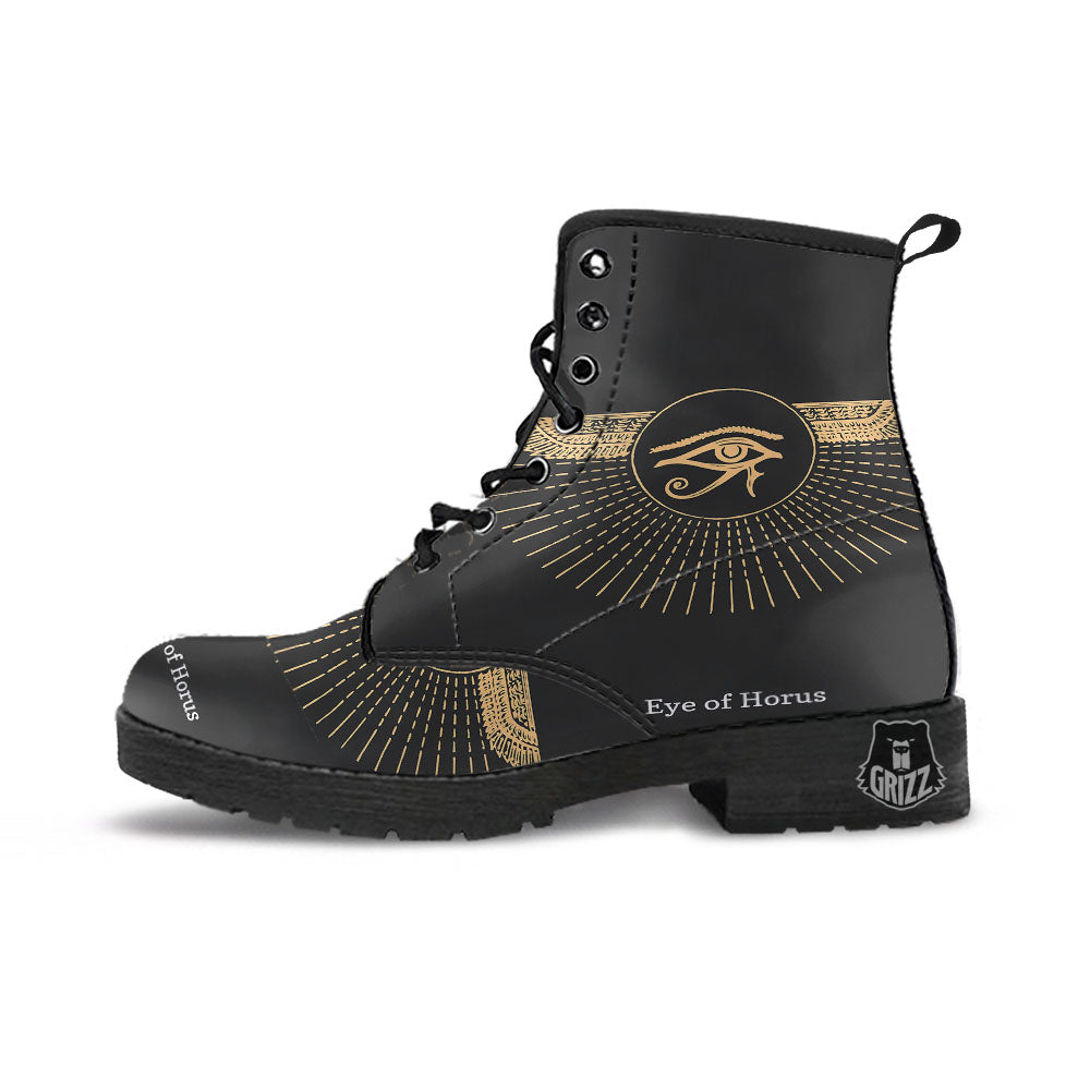 Eye Of Horus Egyptian Print Leather Boots-grizzshop