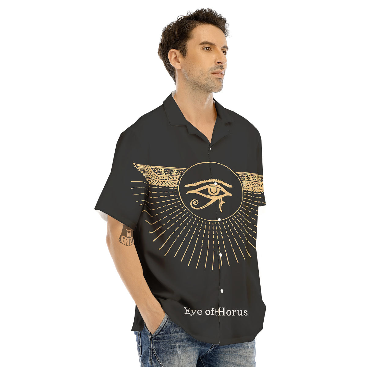 Eye Of Horus Egyptian Print Men's Hawaiian Shirt-grizzshop