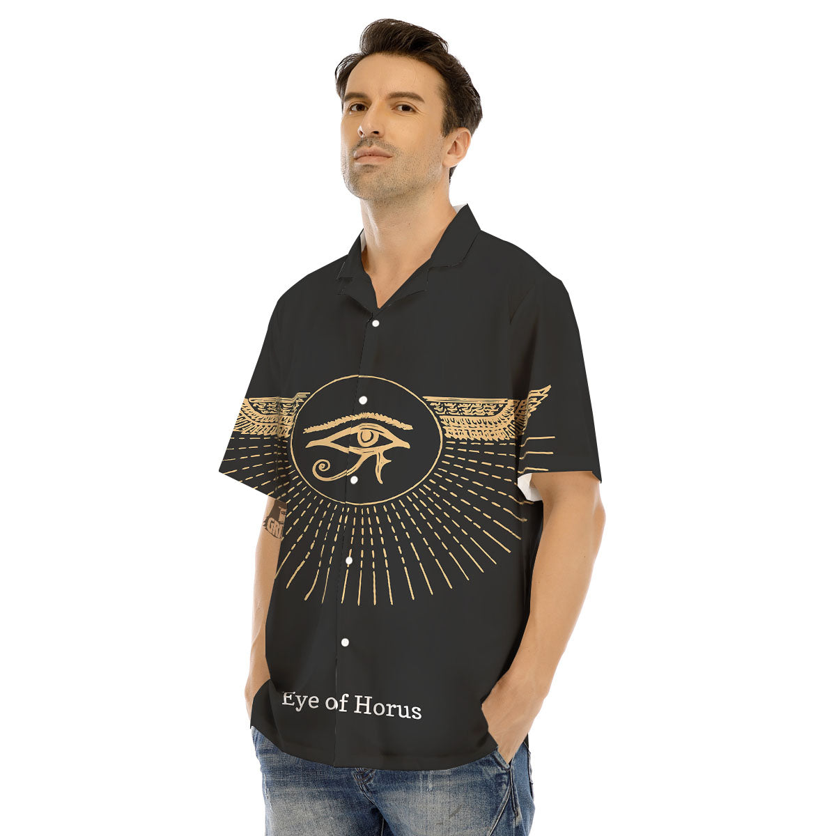 Eye Of Horus Egyptian Print Men's Hawaiian Shirt-grizzshop