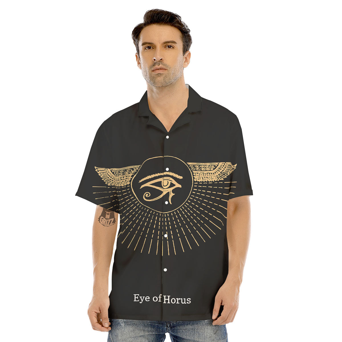 Eye Of Horus Egyptian Print Men's Hawaiian Shirt-grizzshop