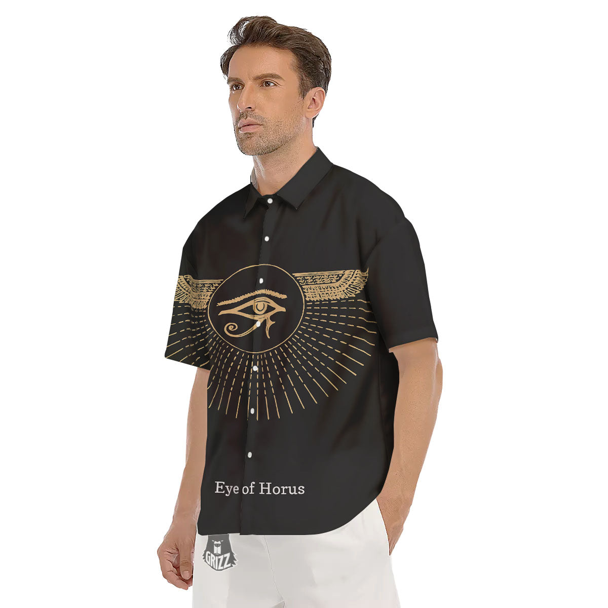 Eye Of Horus Egyptian Print Men's Short Sleeve Shirts-grizzshop
