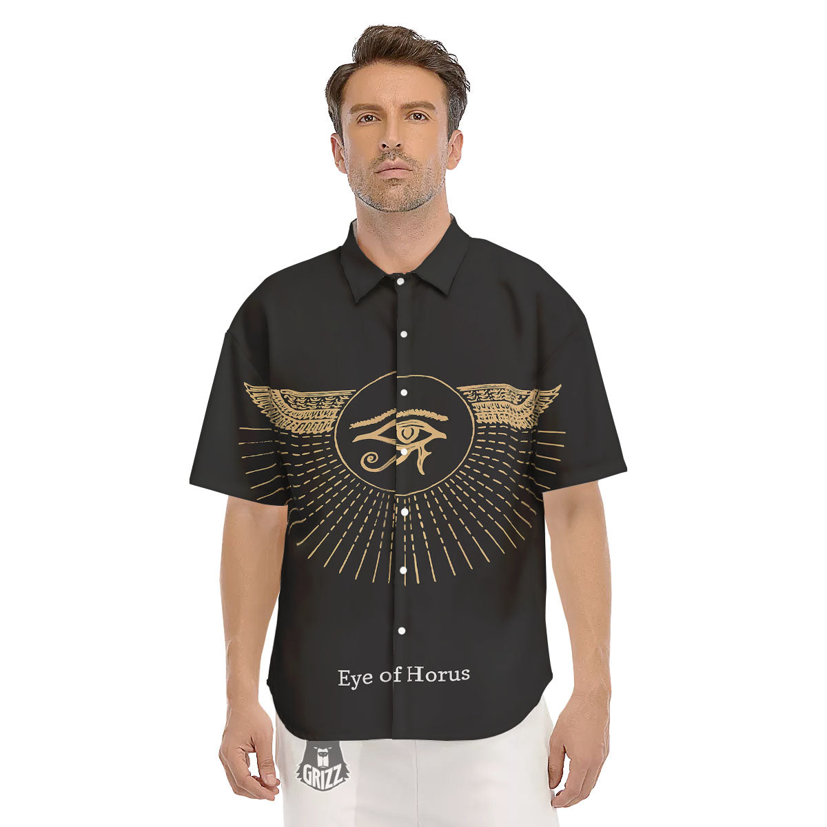 Eye Of Horus Egyptian Print Men's Short Sleeve Shirts-grizzshop