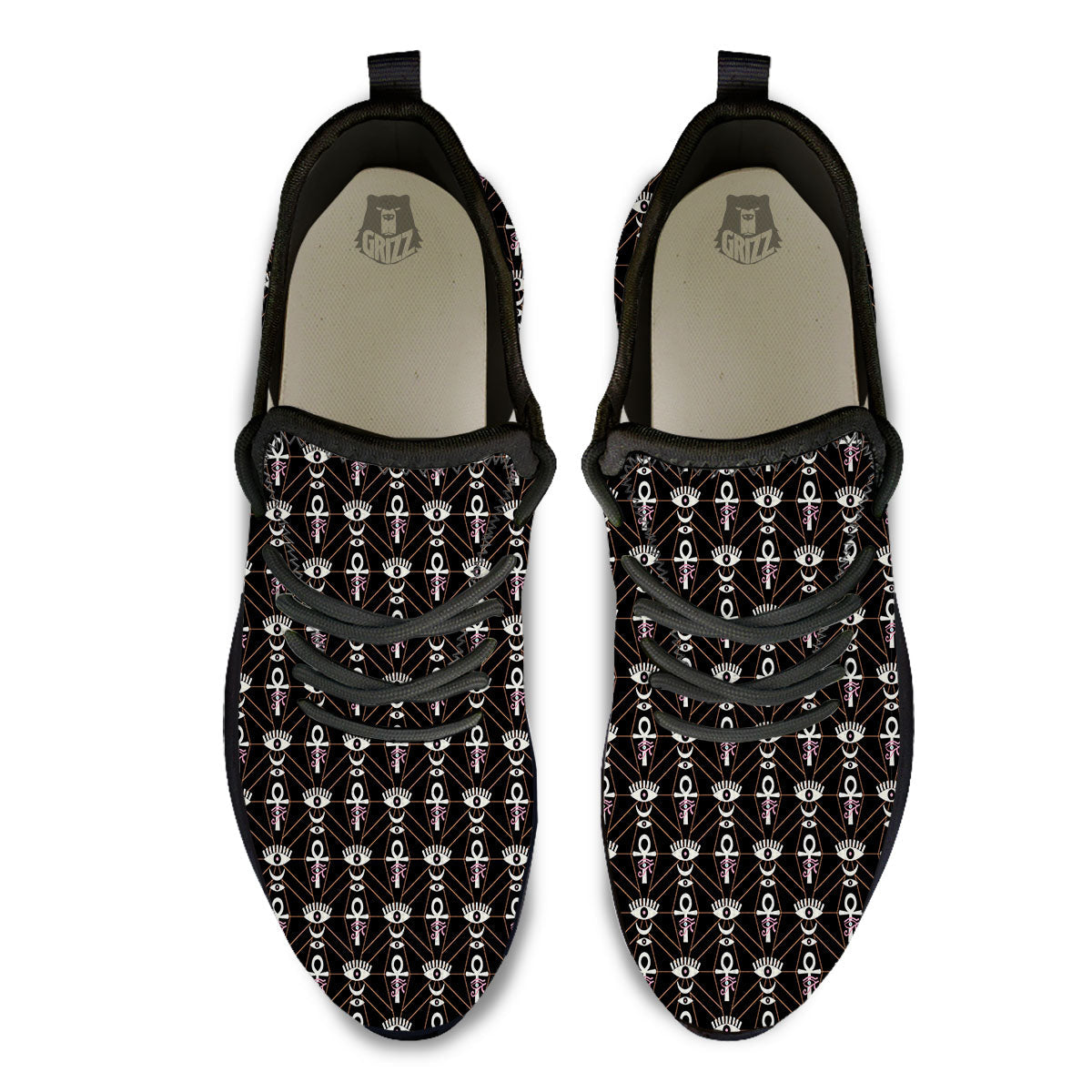 Eye Of Horus Egyptian Print Pattern Black Athletic Shoes-grizzshop