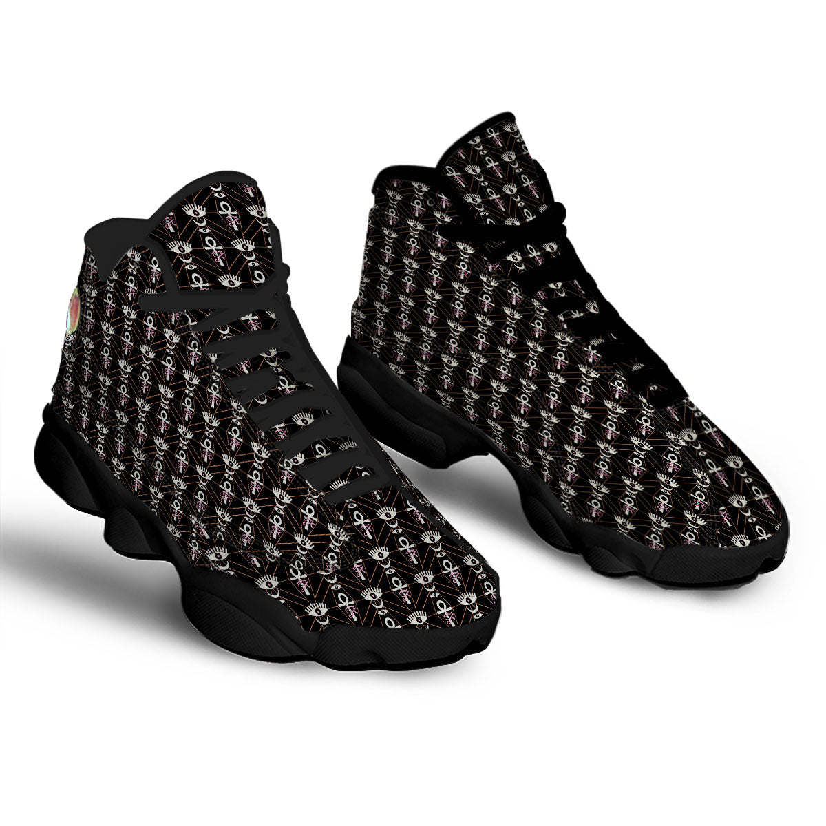 Eye Of Horus Egyptian Print Pattern Black Basketball Shoes-grizzshop