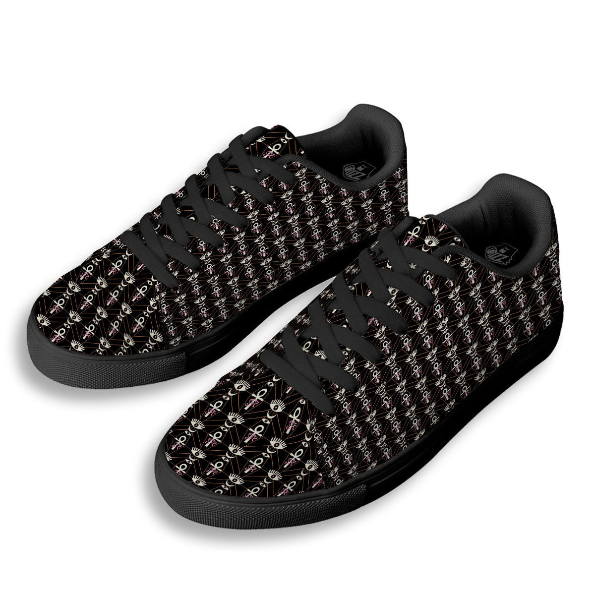 Eye Of Horus Egyptian Print Pattern Black Low Top Sneakers-grizzshop