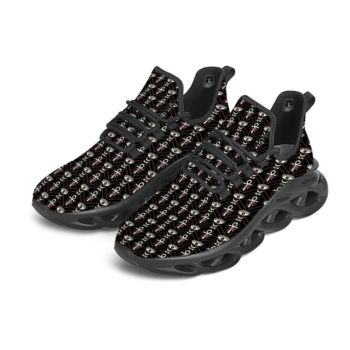Eye Of Horus Egyptian Print Pattern Black Running Shoes-grizzshop