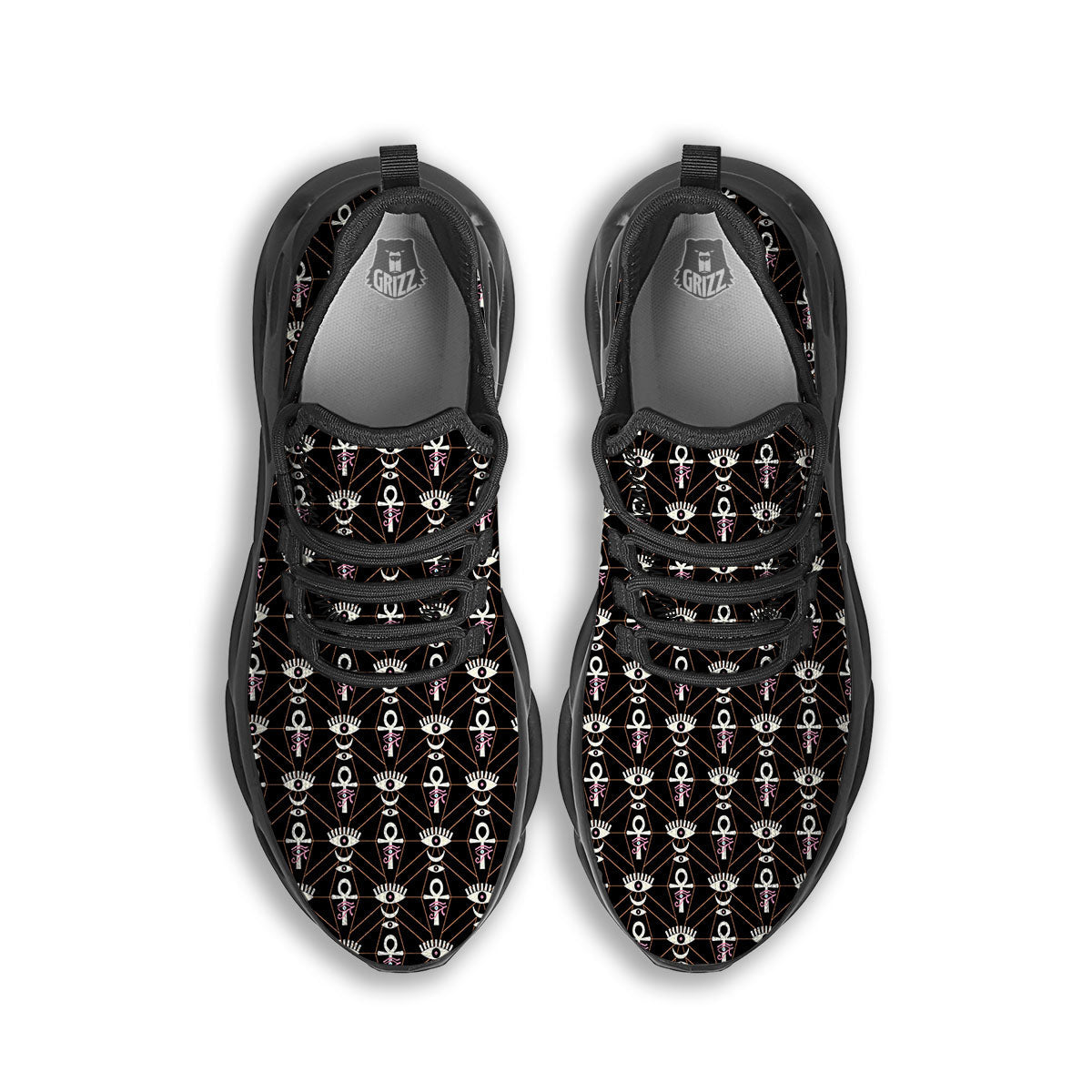 Eye Of Horus Egyptian Print Pattern Black Running Shoes-grizzshop