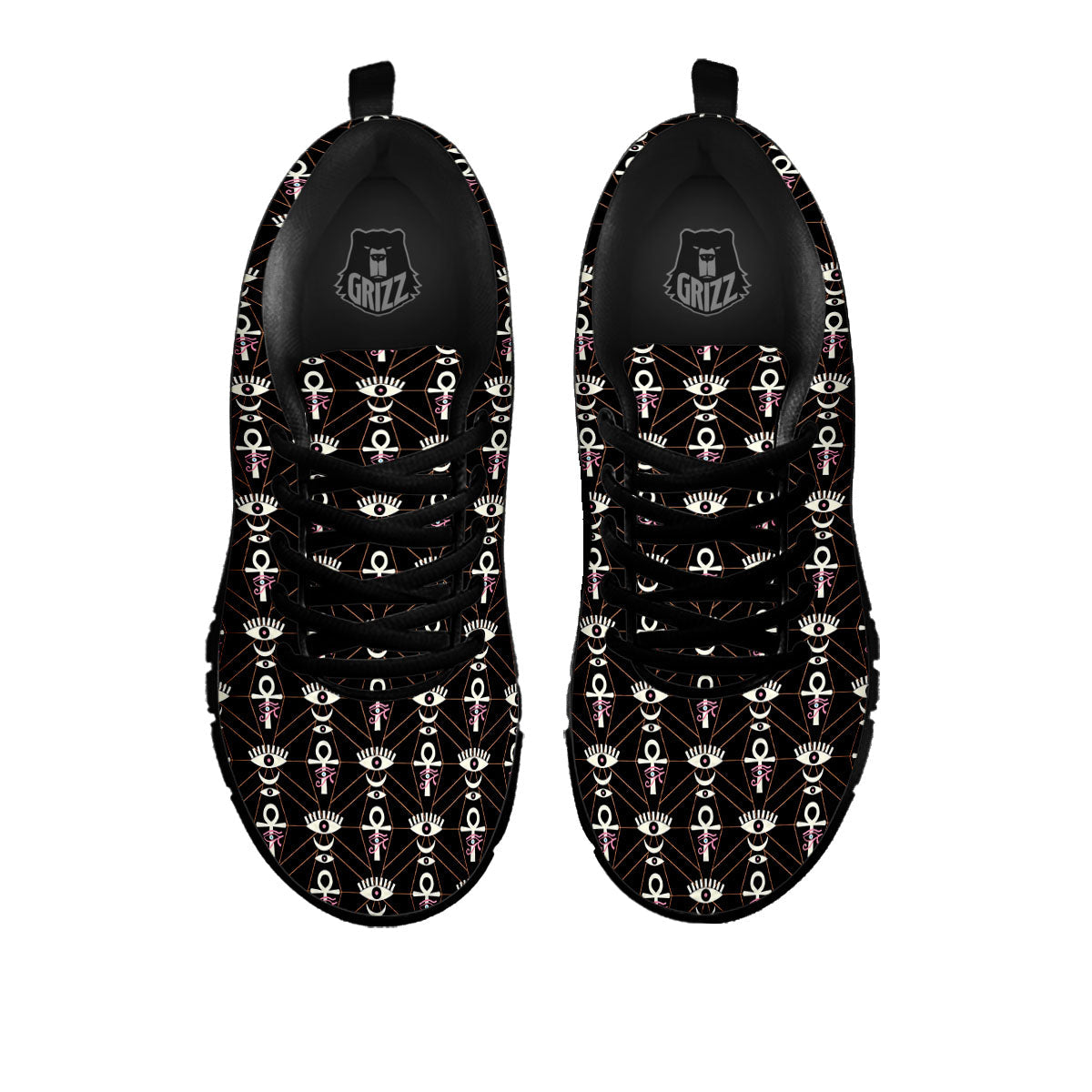 Eye Of Horus Egyptian Print Pattern Black Sneaker-grizzshop