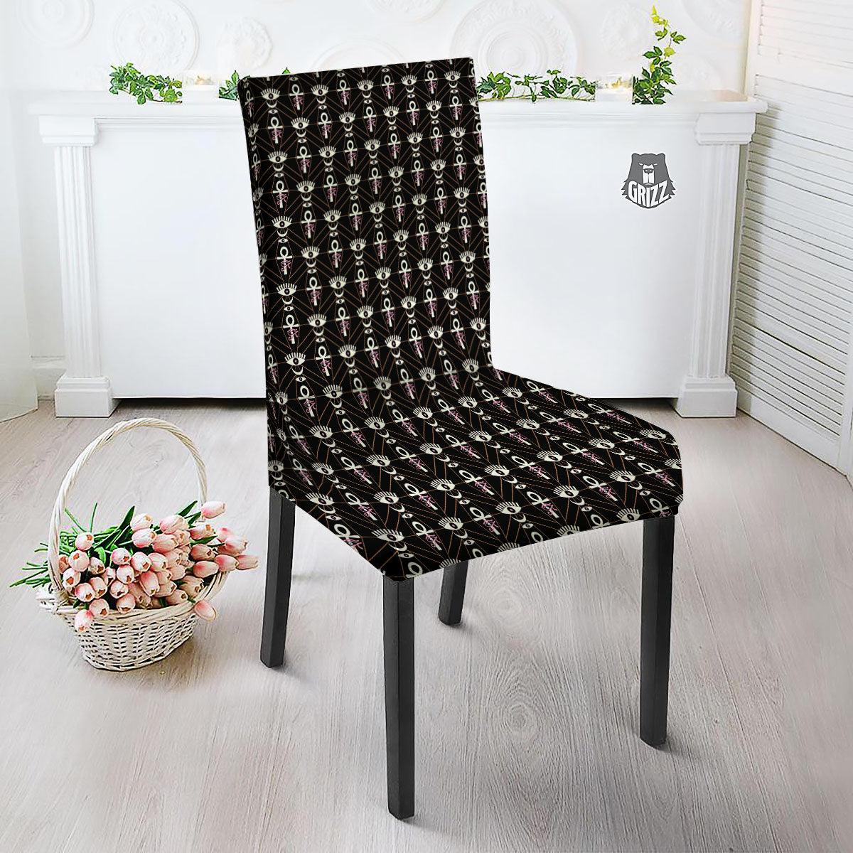 Eye Of Horus Egyptian Print Pattern Dining Chair Slipcover-grizzshop