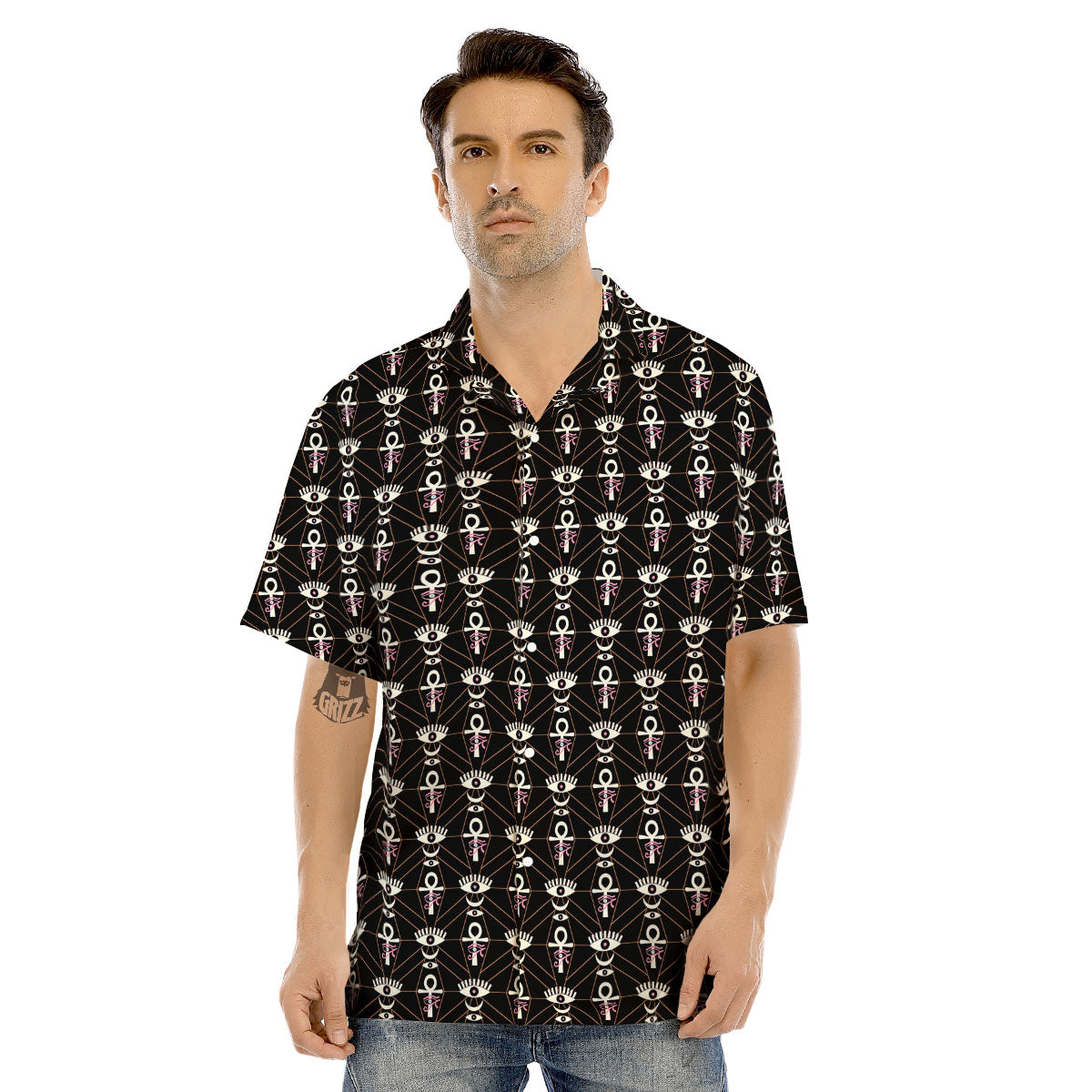 Eye Of Horus Egyptian Print Pattern Men's Hawaiian Shirt-grizzshop