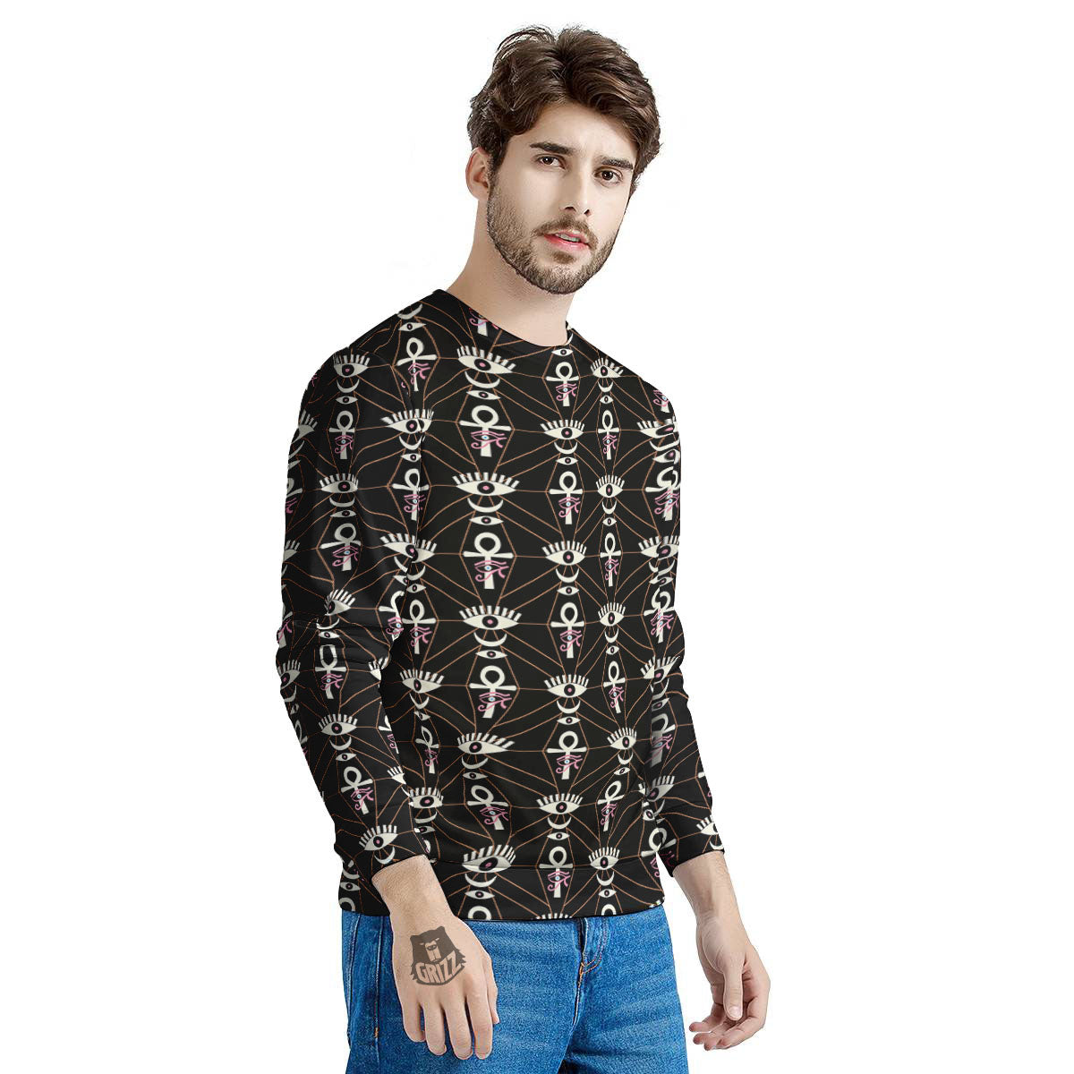 Eye Of Horus Egyptian Print Pattern Men's Sweatshirt-grizzshop