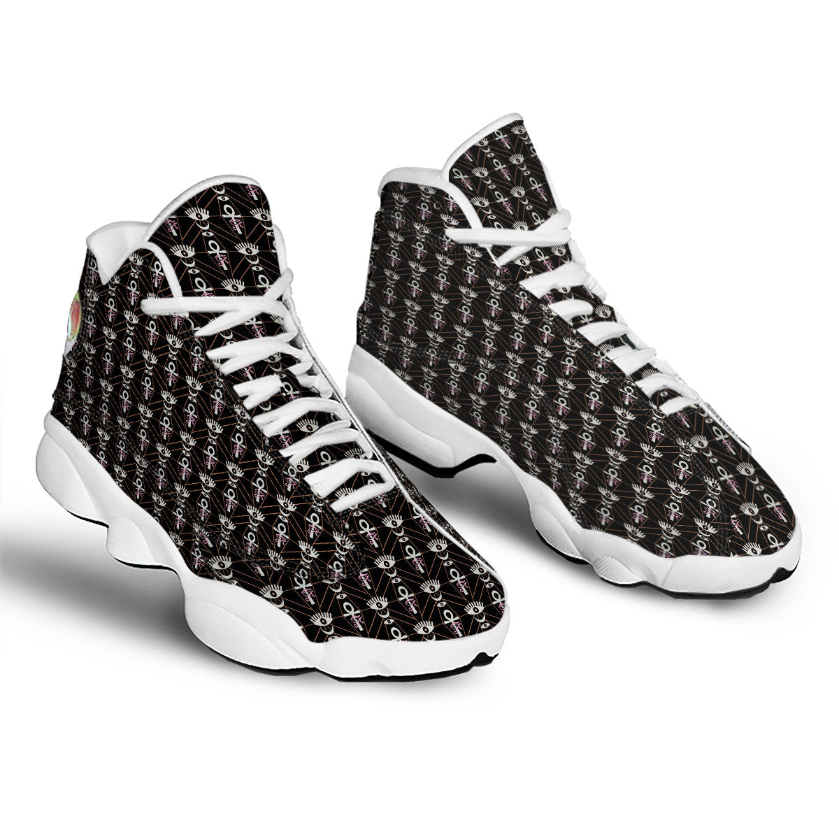 Eye Of Horus Egyptian Print Pattern White Basketball Shoes-grizzshop