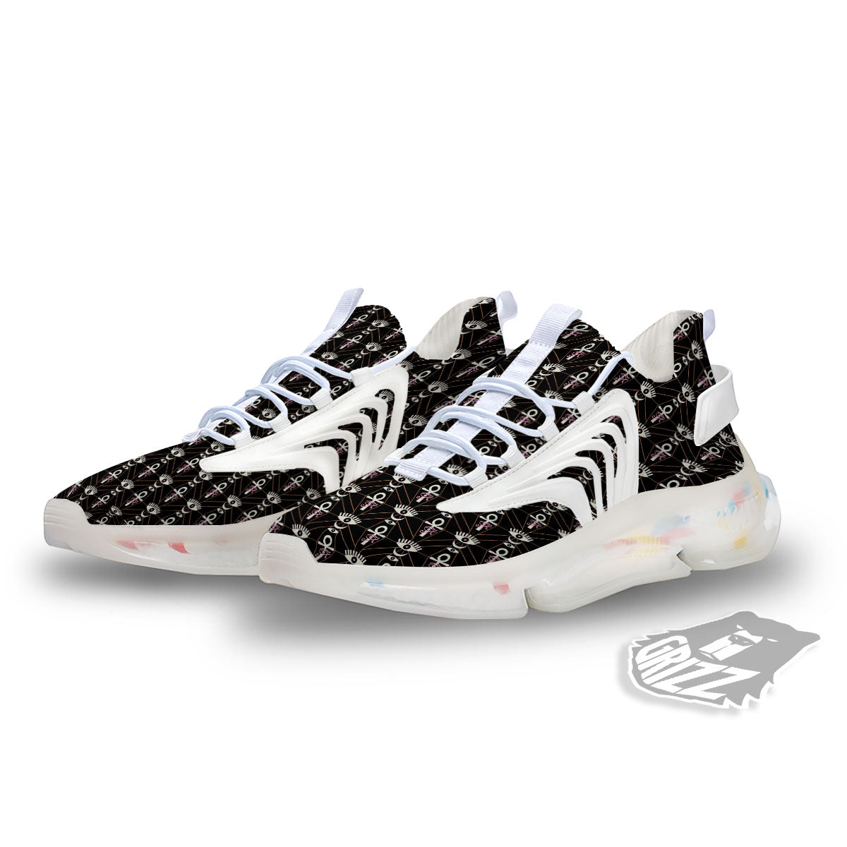 Eye Of Horus Egyptian Print Pattern White Gym Shoes-grizzshop
