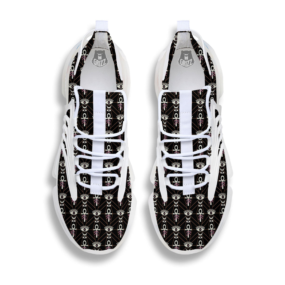 Eye Of Horus Egyptian Print Pattern White Gym Shoes-grizzshop